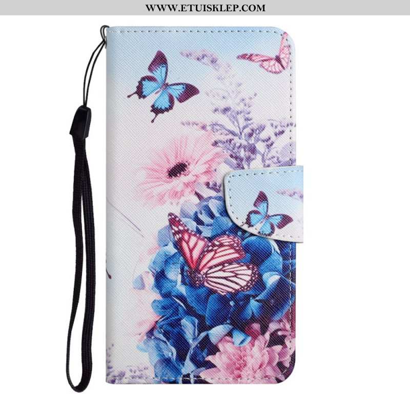 Skórzany Futerał do Xiaomi Redmi Note 11 Pro Plus 5G Bukiet Kwiatów I Motyli